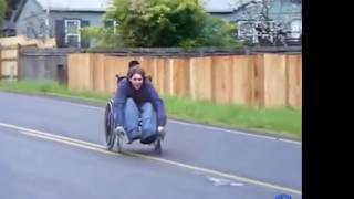 Funny Downhill Wheelchair Race Crash [upl. by Michaeu359]