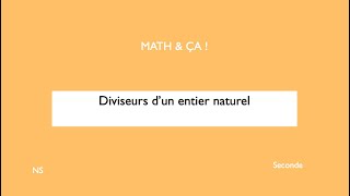 Diviseurs dun entier naturel [upl. by Sher]