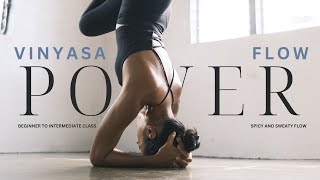 35 Minutes Power Vinyasa Flow Full Body Sweaty Spicy Mobility Inversions Upper Body Core Strength [upl. by Essam]