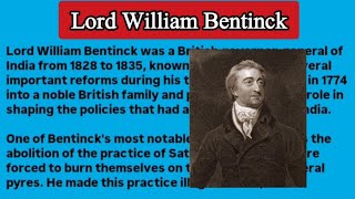 Essay on Lord William Bentinck  Lord William Bentinck Essay  Essay Writing [upl. by Goulette]