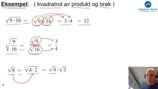 Uke 24b Kvadratrot med produkt og brøk [upl. by Aitnahc]