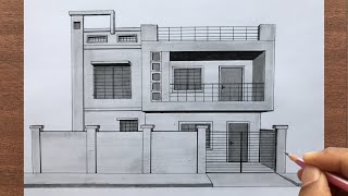 How to Draw a House in 1Point Perspective [upl. by Ixel]