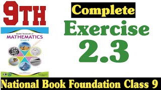 class 9 maths chapter 2 exercise 23 new book  national book foundation class 9 mathsfazal academy [upl. by Karlotte205]