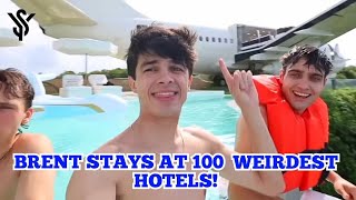 Brent Rivera Stays at 100 WEIRD Hotels You Wont BELIEVE 🥶 amp brent youtubestar7779 [upl. by Isac]