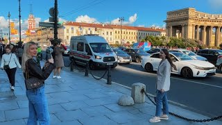 St Petersburg Russia on The First Friday Chilly Summer Night 2023 Walk in The City 4K 60fps [upl. by Eanej871]