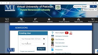 VU Online Admission Procedure 2024 [upl. by Debo]