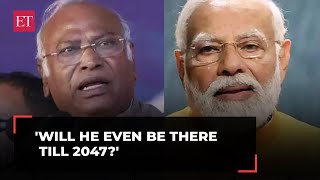 Will he even be there till 2047 Cong Prez Kharge takes a swipe at PM Modis 2047 claim [upl. by Zelda399]