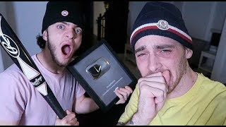 I SMASHED JAYSTATIONS YOUTUBE PLAY BUTTON PRANK HE WENT INSANE [upl. by Atteuqihc]