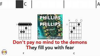 PHILLIPS PHILLIPS Home FCN GUITAR CHORDS amp LYRICS [upl. by Hatty]