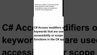 C access modifier Short  specifier  csharp programming language  malayalam tutorial [upl. by Sadick]