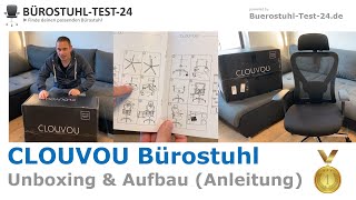 CLOUVOU Bürostuhl Ergonomisch 🥇 Unboxing amp Montage Aufbau Anleitung  Erster Eindruck [upl. by Virgie386]