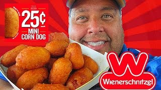 Wienerschnitzel® 25¢ Mini Corn Dogs REVIEW [upl. by Nosimaj]