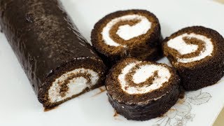 Chocolate Swiss Roll Cake Recipe  By NOven II চকোলেট সুইস রোল কেক [upl. by Xuaegram]