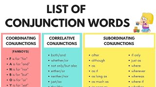 Conjunction Words A Complete List of Conjunctions in English [upl. by Ybbed]