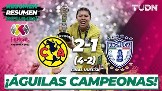 Resumen y goles  América 4212 Pachuca  CL2023 Femenil  Final  TUDN [upl. by Aizan]