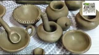 mini Kitchen Tools Making  small Clay Pots  kitchen set [upl. by Llerdnek]