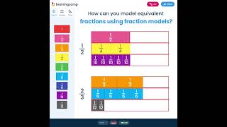 Compare fractional values using Fraction Tiles by Brainingcamp [upl. by Eisseb]