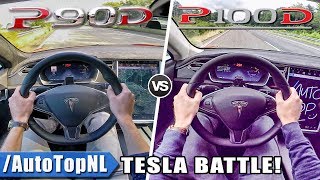 Tesla Model S P100D vs P90D  ACCELERATION TOP SPEED 0250kmh AUTOBAHN POV by AutoTopNL [upl. by Analaf]