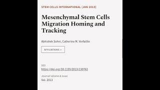 Mesenchymal Stem Cells Migration Homing and Tracking  RTCLTV [upl. by Ecnarual]