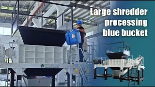 Shredding a Blue Plastic Bucket with Large Shredder [upl. by Yelyah]