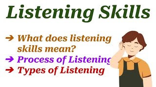 Listening Skills in Communication in HindiEnglishTypes of ListeningProcess of Listening [upl. by Adnovad]