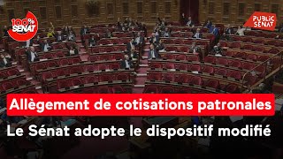 Allègements de cotisations patronales  le Sénat adopte le dispositif modifié [upl. by Ellerred]