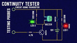 Simple way to make continuity tester circuit using a Transistor 2N3904 and Buzzer [upl. by Angelique416]