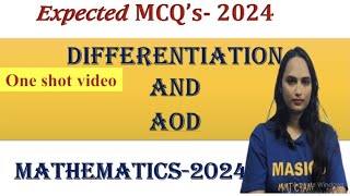 2nd PUC final exam MCQ on Differentiation and AOD Mathematics 20242ndpucexam mathsmcq important [upl. by Nysa]