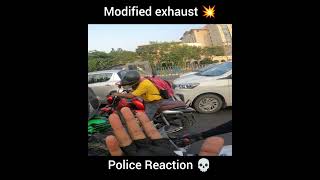 Modified exhaust on police reaction 😱 bikerboydipu shorts [upl. by Sheeb]