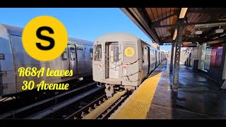 Ditmars Blvd bound Astoria Shuttle S train leaves 30 Avenue [upl. by Martinic]