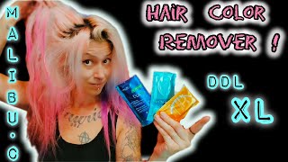 HAIR COLOR REMOVER on PINK HAIR DYE  Removing Pink Hair Dye with MALIBU DDL XL [upl. by Limoli153]