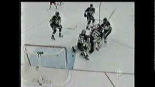 2008 Stanley Cupwinning own goal scored by Goaltender MarcAndré Fleury [upl. by Retxed]