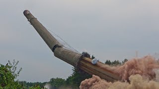 Mount Tom Power Plant 370’ Windscreen and Flue  Controlled Demolition Inc [upl. by Ailimaj]