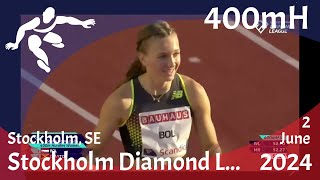 Cathelijn 400mH 76cm Stockholm Diamond League  02062024 [upl. by Aynat]