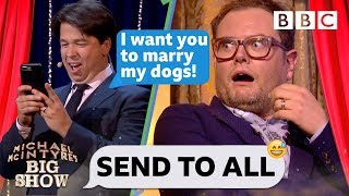 Michael McIntyre’s hilarious dog wedding text prank on chatty man Alan Carr 💒 🐩🐕 😂  Send To All [upl. by Esydnac]