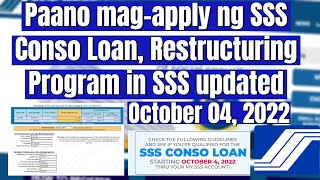 Paano magapply ng SSS Conso Loan or Restructuring Program October 2022 [upl. by Acisej]