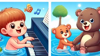 The boy plays the piano and the bears bathe  Nursery Rhymes Childrens Songs [upl. by Latini61]