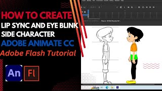 Lip Sync And Eye Blink Adobe Animate CC  How To Create Lip Sync Eye Blink Side Character Animation [upl. by Olympia]