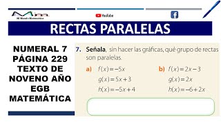 RECTAS PARALELAS Texto 9no Año EGB Matemática Numeral 7 página 229 [upl. by Greenwald]