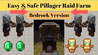 Minecraft Bedrock Pillager Raid Farm [upl. by Jerrilee]