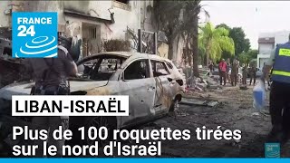 Plus de 100 roquettes tirées dans le nord dIsraël depuis le Liban • FRANCE 24 [upl. by Raoul]