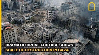 Emotional drone footage of scale of destruction in Gaza [upl. by Llerrac]