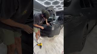 Wrapping a Mercedes C300 Bumper in Deep Matte Black🖤 carwrap carwrapping carwraps [upl. by Mochun]