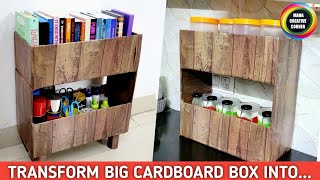 How to turn a big Cardboard box into storage shelf in just 5 min  DIY Organizer Cardboard box [upl. by Aysan]