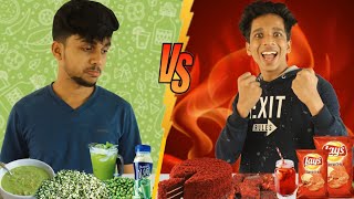 RED vs GREEN Food Eating Challenge for 24 Hours Crazy [upl. by Ecnerwal384]