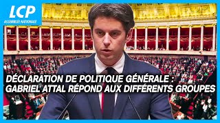 Déclaration de politique générale  Gabriel Attal répond aux différents groupes politiques [upl. by Busiek]