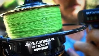 Spooling a Daiwa Saltiga Dogfight 8000H with 51kg WFT Line [upl. by Reste289]