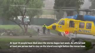 Chopper rescues people stranded by floodwaters [upl. by Millard102]