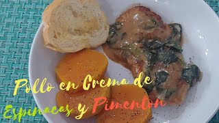 POLLO CON CREMA DE ESPINACAS Y PIMENTON [upl. by Eiclud]