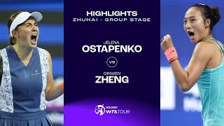 Jelena Ostapenko vs Zheng Qinwen  2023 Zhuhai Group Stage  WTA Match Highlights [upl. by Strohben]